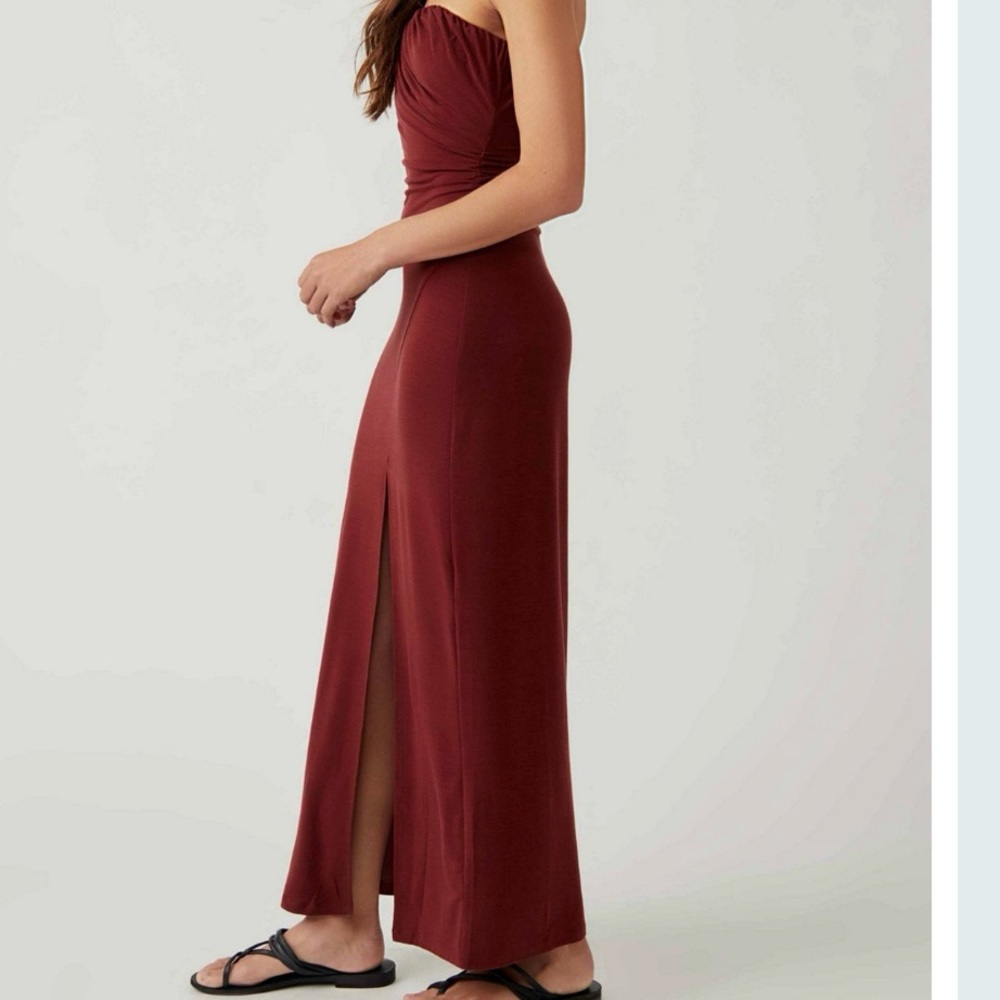 Free People Hayley Maxi strapless dress brown size Large BNWT